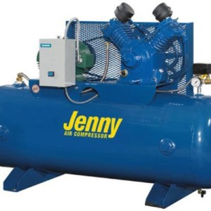 Jenny W5B-80 Two Stage Horizontal Electric Stationary Compressor with W Pump, 80 Gallon Tank, 3 Phase, 5 HP, 460V