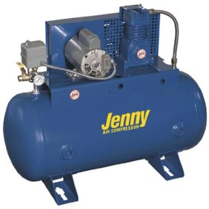 Jenny Compressors K1A-30-460/3 1-HP 30-Gallon Tank 3 Phase 460-Volt, Horizontal Electric Single-Stage Stationary Compressor