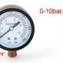 0-10bar 0-150psi 1/4" PT Round Dial Metal Shell Gaseous Air Pressure Gauge